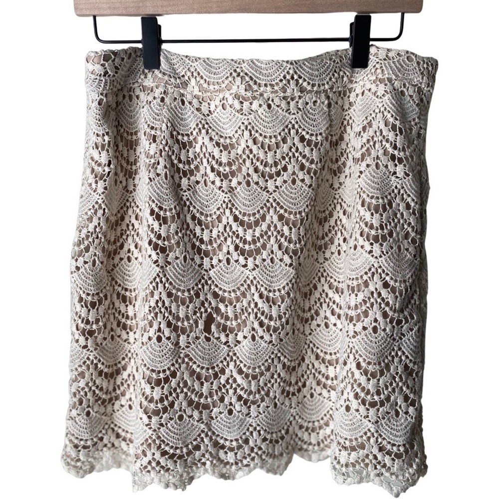 Forever 21 Cream Boho Vintage Lace Skirt